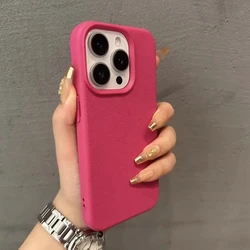 Luxury Soft Matte Silicone Litchi Grain Phone Case For iPhone 11 12 13 14 15 Pro 16 Max Plus Shockproof Bumper Back Cases Cover