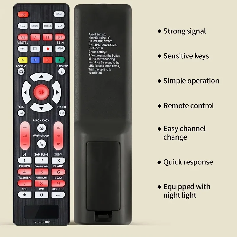 جهاز تحكم عن بعد للتلفزيون العالمي لهواتف سامسونج، إل جي، سوني، شارب، فيزيو، فيليبس، توشيبا، هيتاشي، سانيو، جي في سي، تي سي إل، هايسنس، فيستل، سيكي #3