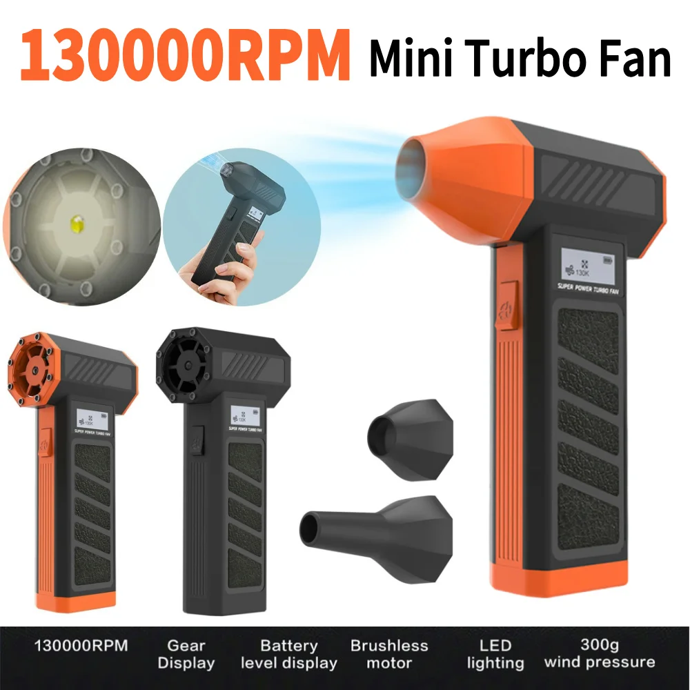 

Mini Turbo Jet Fan 130000RPM Adjustable Wind Speed with Screen Display Rechargeable Electric Air Duster for Car PC Home Clean