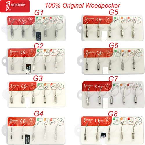 Puntas de escalador Dental Woodpecker originales, punta de escalado ultrasónico G1 G2 G3 G4 G5 G6 G7 G8, aptas para EMS UDS