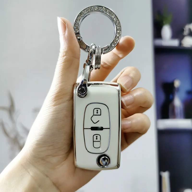 

For Citroen C2 C3 C4 C5 C6 Xsara Berlingo TPU Flip Remote Car Key Case Cover For Peugeot 207 307 308 407 607 807 Protector Shell