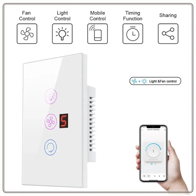 موثوقة-Tuya الذكية واي فاي مروحة ضوء المرجل التبديل القياسية سخان المياه اللمس 3 في 1 مفتاح ذكي ل Alexa Google Home ، B ، Tuya S
