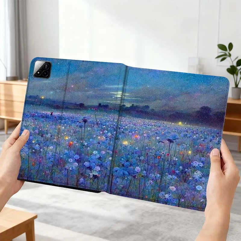 

Starry Night Flower Beautiful For Xiaomi Mi Pad Mini 4 5 6 7 SE Pro Plus Redmi Pad 2 SE 2025 8.8 11 Foldable Tablet Case Gift