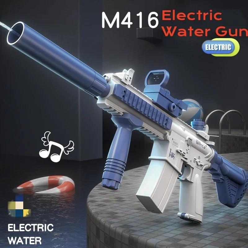 Water Gun Electric Pistol Shooting Toy M416 Full Automatic Summer Beach Toy Guns For Kids Boys Children Adults Gift