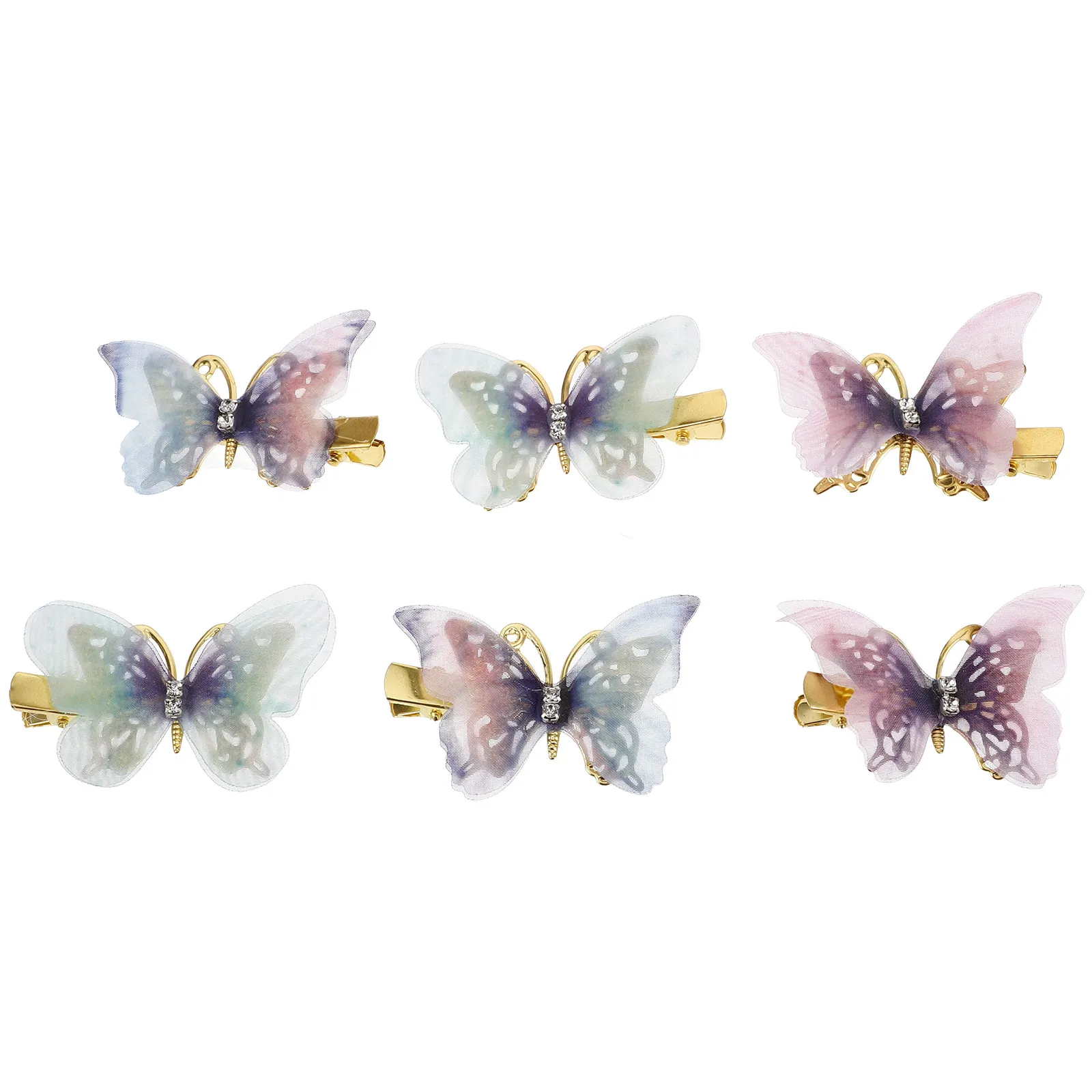 

Набор из 6 заколок-бабочек: милые 3D-заколки для волос для девочек, женщин и детей, подвижные мини-заколки, праздничные шпильки