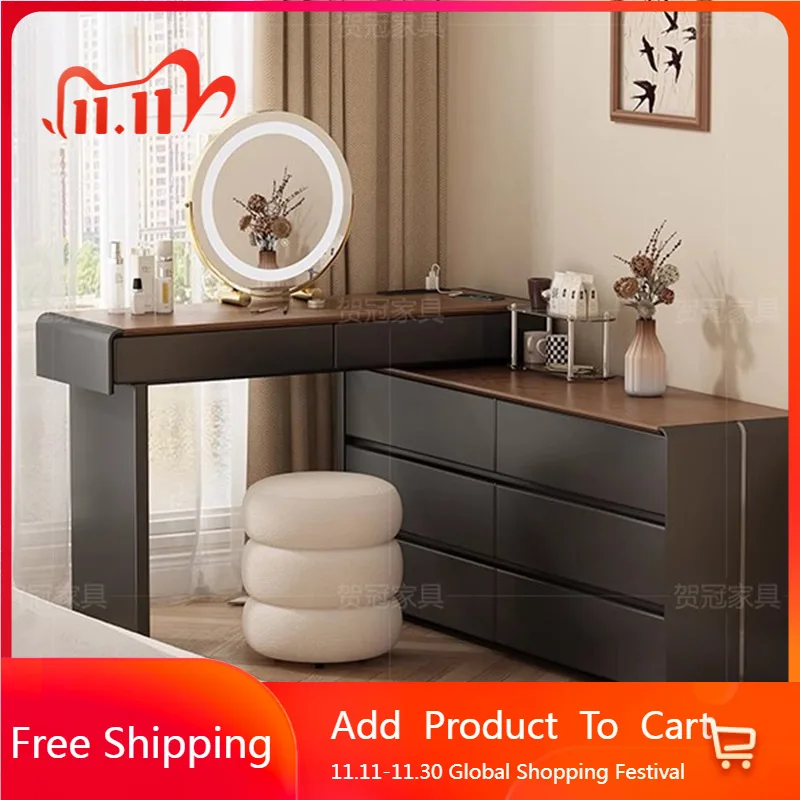 

Girl Vintage Vanity Table Cabinet Makeup Bedroom Chair Desk Dressing Table Mirror Nail Jewelry Penteadeira Trendy Furniture