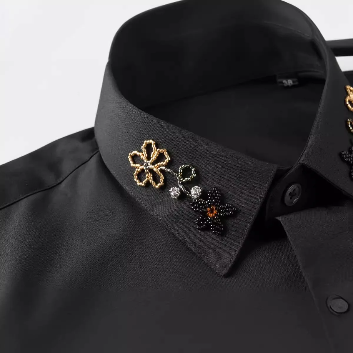 Handmade Beaded Shirt for Men Long Sleeve Business Social Dress Shirt High-quality Cotton Casual Star Stage Performance Costume