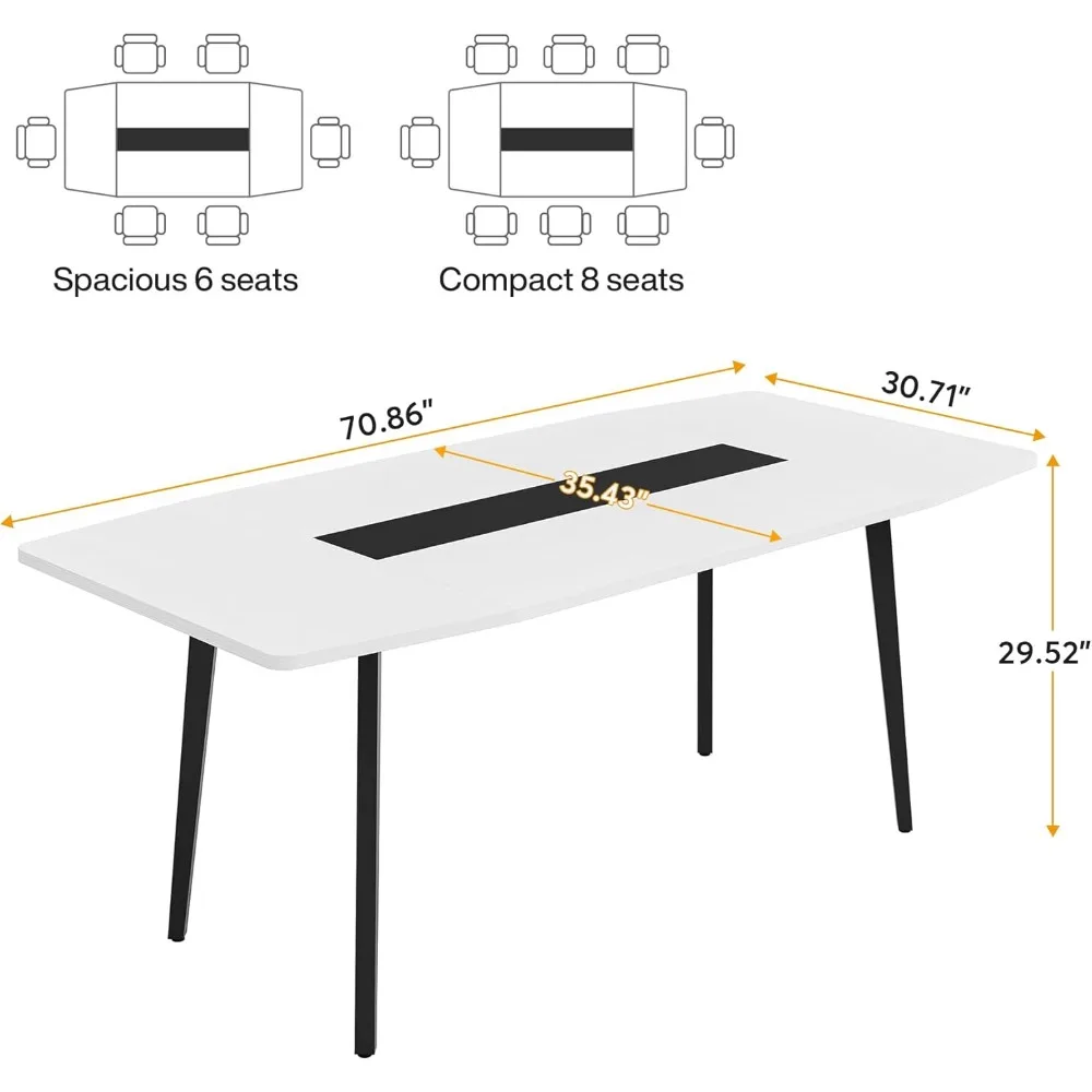 6FT Conference Table, 70.86L X 35.43W X 29.52H Inches Boat Shaped Meeting Table,Seminar Table for Office Meeting Conference Room