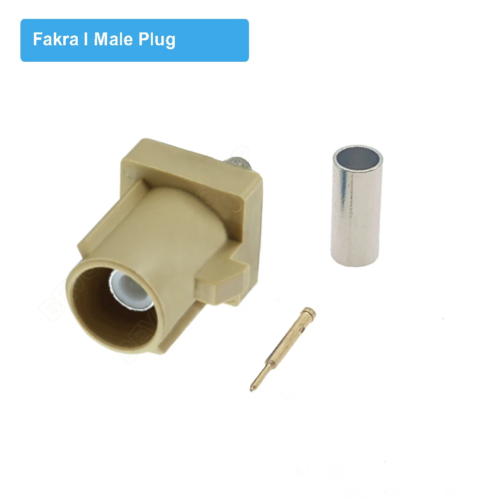 2PCS/LOt Beige Fakra I Female Jack RAL 1001 RF Coaxial Connector Soldering Wire Connectors for RG316 /RG174 Pigtail Cable