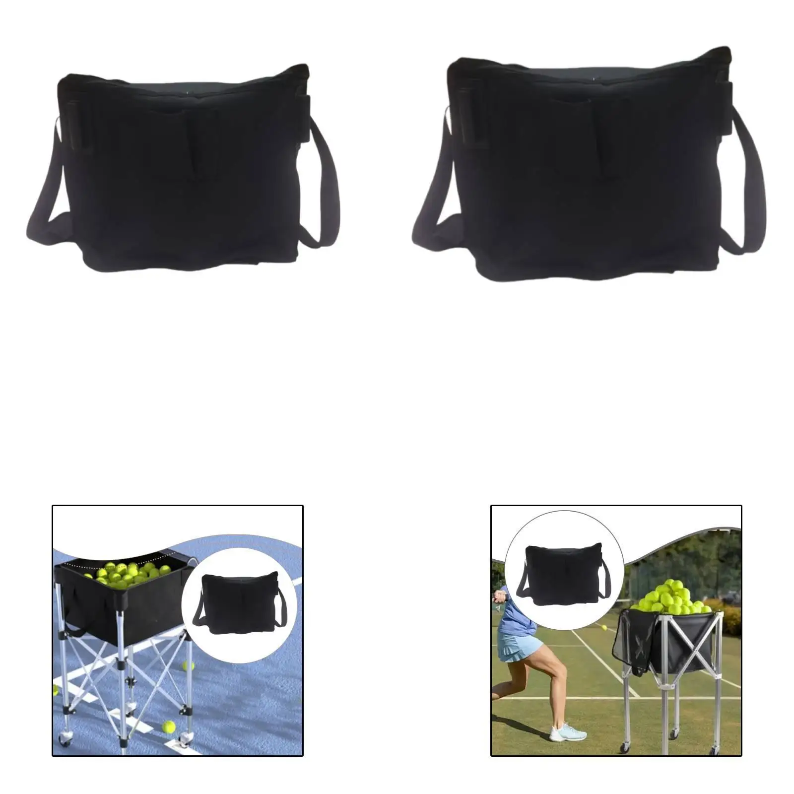 Foldable Tennis Ball Cart Bag Lightweight Portable Pickleball Ball Bag for Training and Racquet Sports