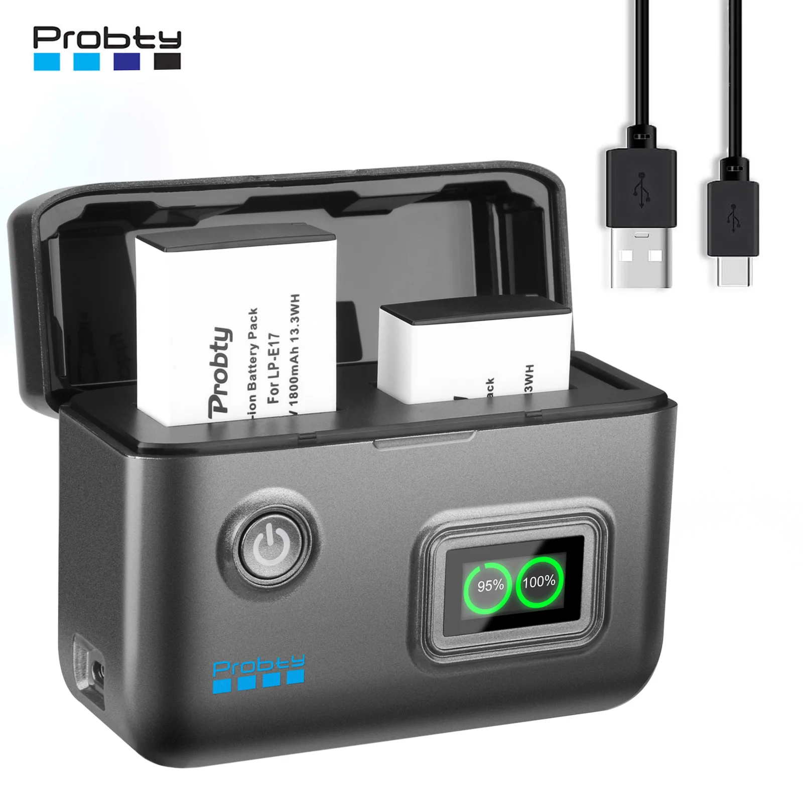 1800mAh LP-E17 LP E17 Battery + Fast 2-Slot Charger for Canon EOS R100 R50 RP R10 R8, Rebel T8i, T7i, T6i, T6s, SL2 SL3, M3, M5