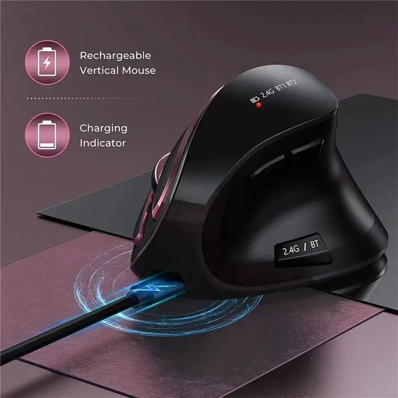 

High-quality PC accessories in Stock Bluetooth Vertical Wireless Mouse Rechargeable USB Wireless Mouse-A