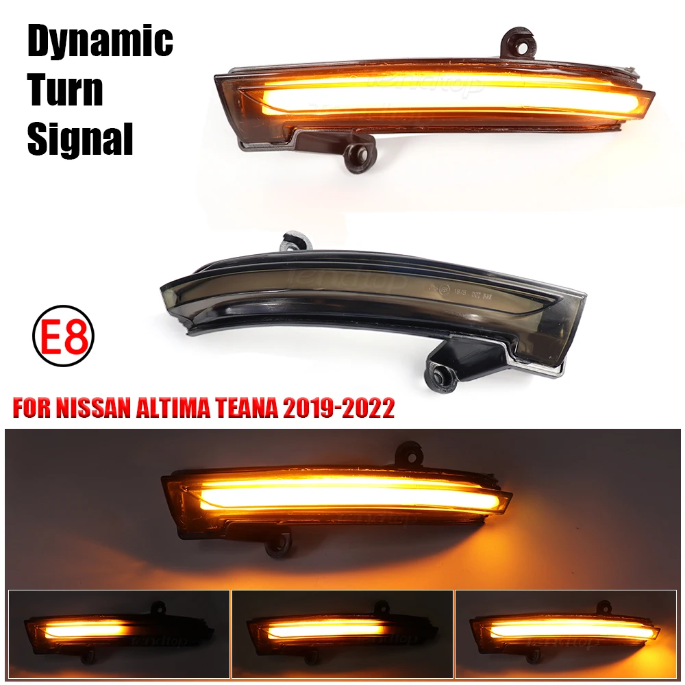 2pcs For Nissan Altima Teana 2019 2020 2021 2022 LED Side Wing Dynamic Turn Signal Light Rearview Mirror Indicator