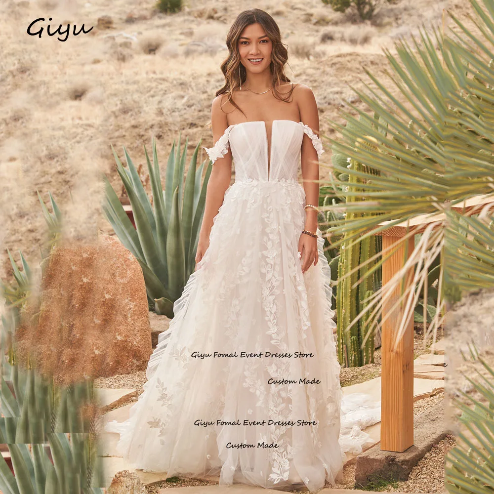 Giyu-vestido De Novia De encaje para mujer, sin tirantes prenda elegante, hasta el suelo, 2024