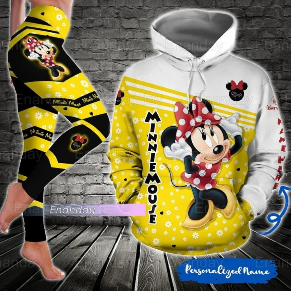 2025 Disney 3D Hoodie Sports Sweatshirt Yoga Pants Minnie Fashion Sports Women Yoga Set