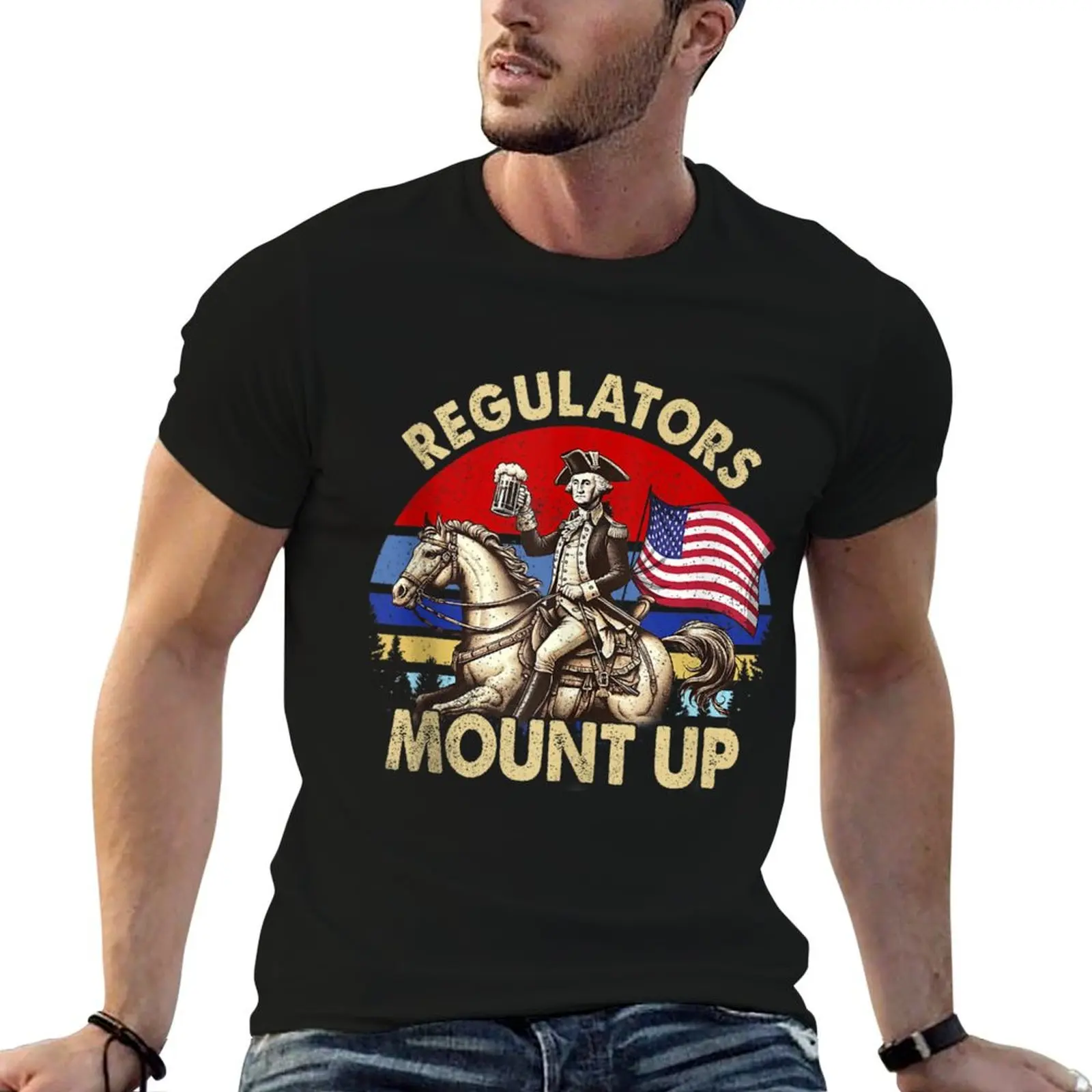 Regulators Mount Up 4th Of July T-Shirt oversizeds graphic t shirts Men's cotton t-shirt