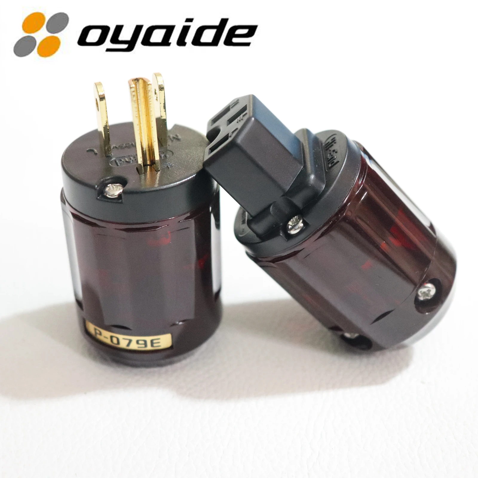 1pair Brand new Oyaide HIFI 079 Schuko EU/US Power cable Plug 24K gold Plated IEC speaker Audio power cord male female Connector