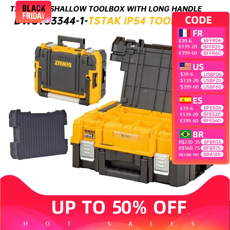 DEWALT TSTAK Tool Storage Box Long Handle Multifunctional Storage Organizer Double Layer Portable Plastic Tool Case DWST83344-1