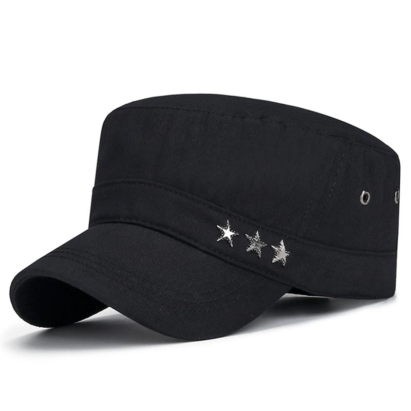 Gorra militar con etiqueta de estrella para hombre, gorro plano de algodón clásico a la moda, protección solar al aire libre, informal, estilo Retro