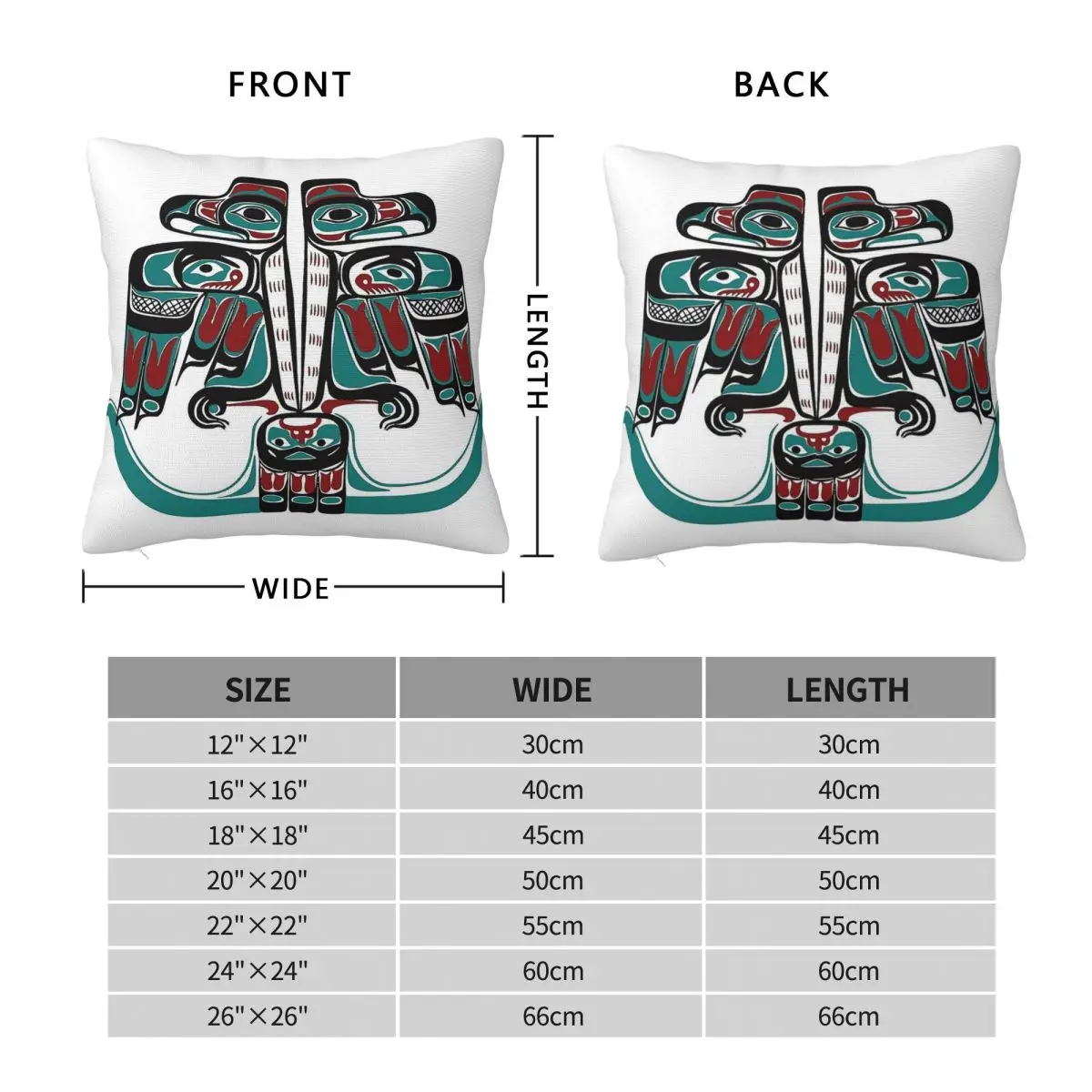 Native Haida Tlingit Thunderbird Square Pillowcase Polyester Linen Velvet Printed Zip Decorative Throw Pillow Case Sofa Cover