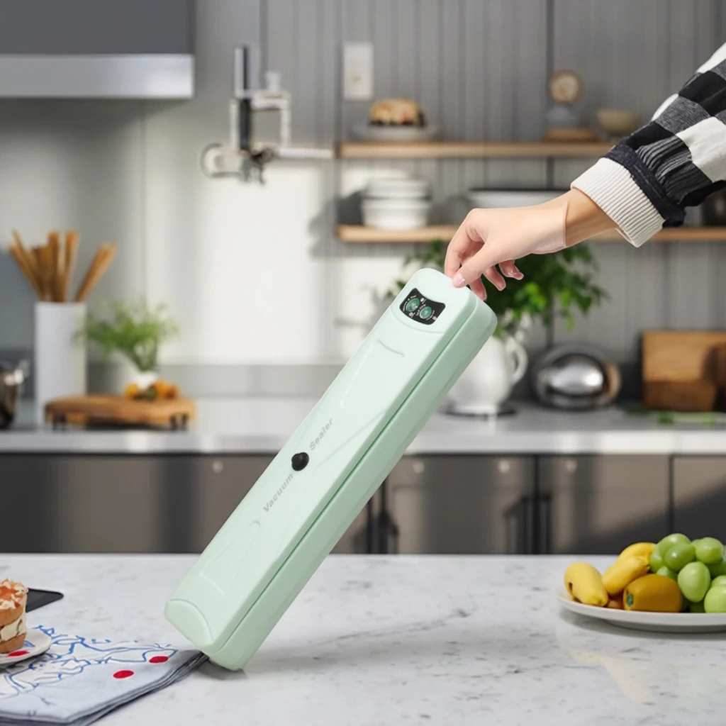 

Automatic Small Plastic Household Food Fresh-Keeper Vacuum Sealing Machine Electric Handheld Vacuum Packaging with Compress Bags