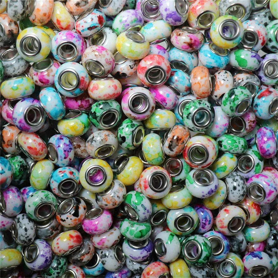 14 mm grote gatenkralen, acrylkralen. Gebarsten kralen, macaronkleur, gebarsten tweekleurig. DIY decoratiekralen, intervalkralen