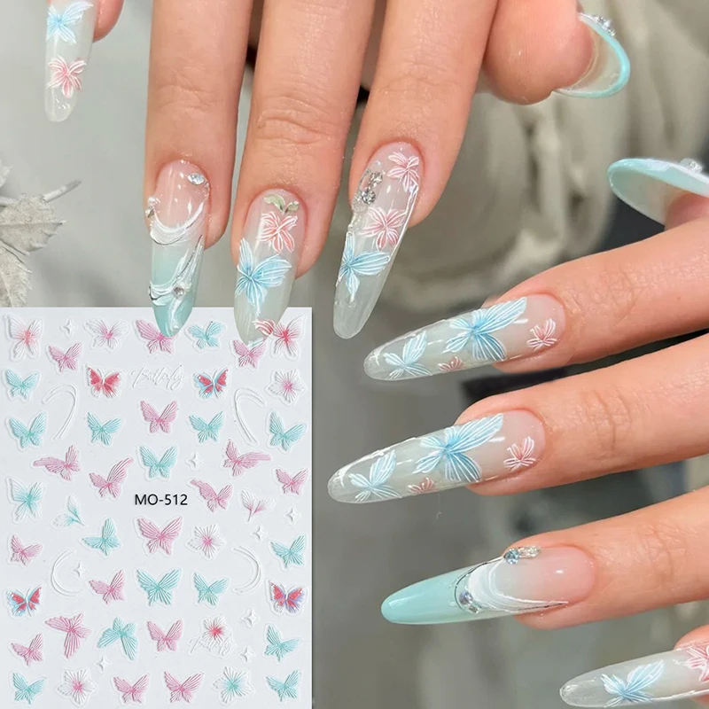 

New Butterfly Nail Sticker Nail Art Decoration 3D Sticker Nail Adhesive Nail Charm Nail Art Accessories