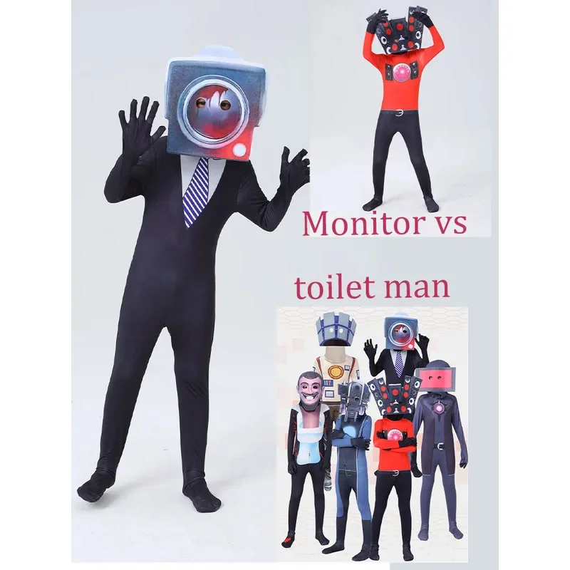 Halloween Fun Strange Tight Top Jumpsuit Children's Role Playing Sound Man vs. Toilet Man