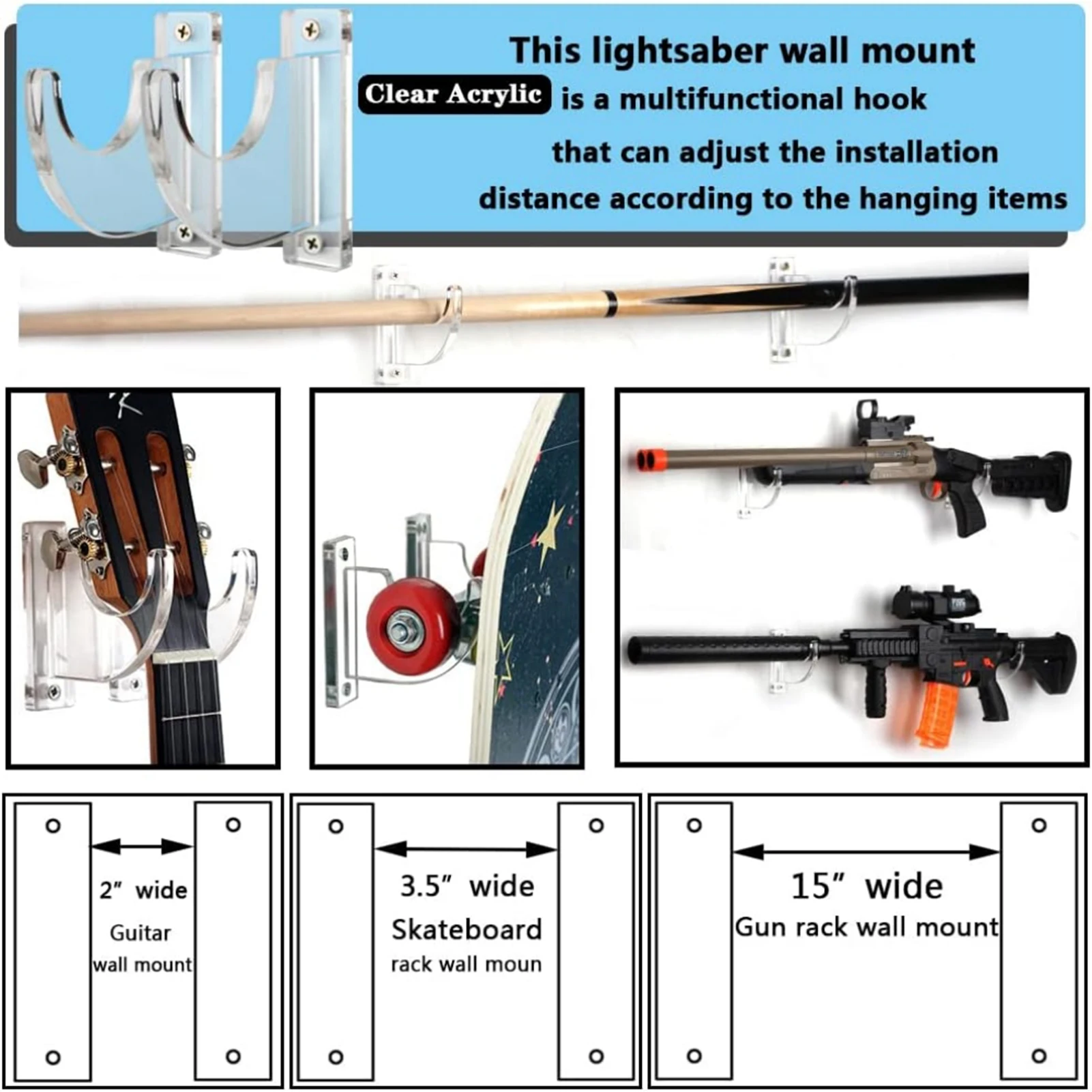 Sword Wall Mounted Holder Katana Lightsaber Display Hanger Sword Wall Hook Hanger Acrylic japanese Sword Wall Rack Stand Holder