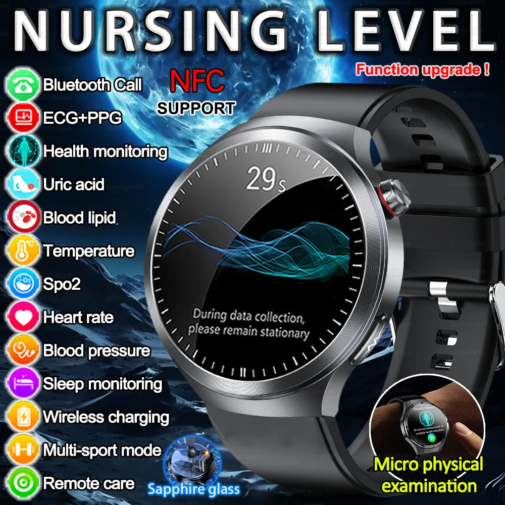 2025年最新版 健康トラッカー 尿酸 血中脂質 スマートウォッチ 血圧 ECG + PPG ウォッチ 体組成分析 スマートウォッチ NFC メンズ