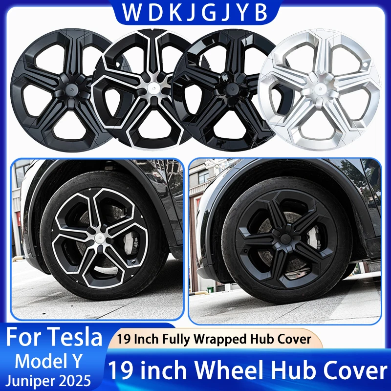 

For Tesla Model Y Juniper 2025+ 4PCS Wheel Cover 19 Inch Car Replacement Wheel Cover Automobile Hub Cap Full Rim Car Accessories