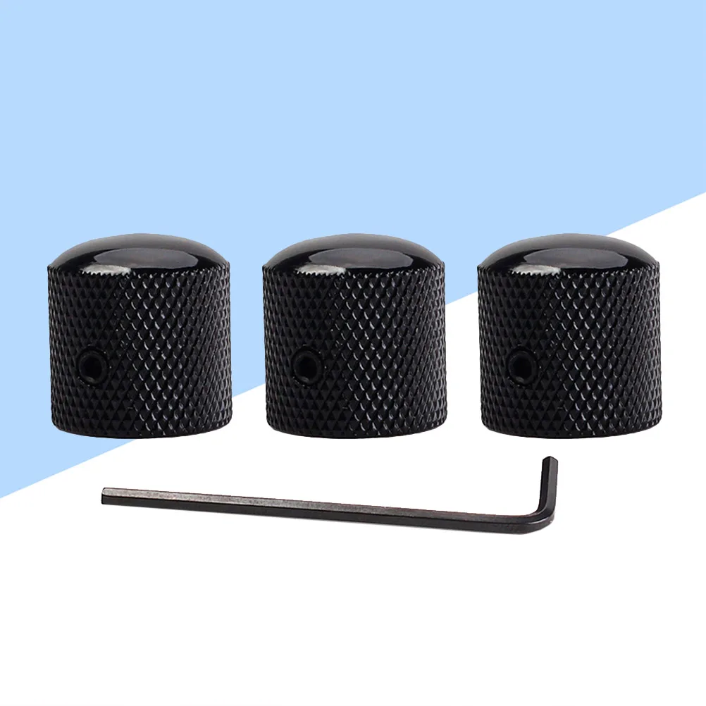 3Pcs Black Bass Control Knob Guitar Volume Tone Replacement Tool Fits Electric Guitar Bass Amp Split Shaft Concentric Pots Gd107