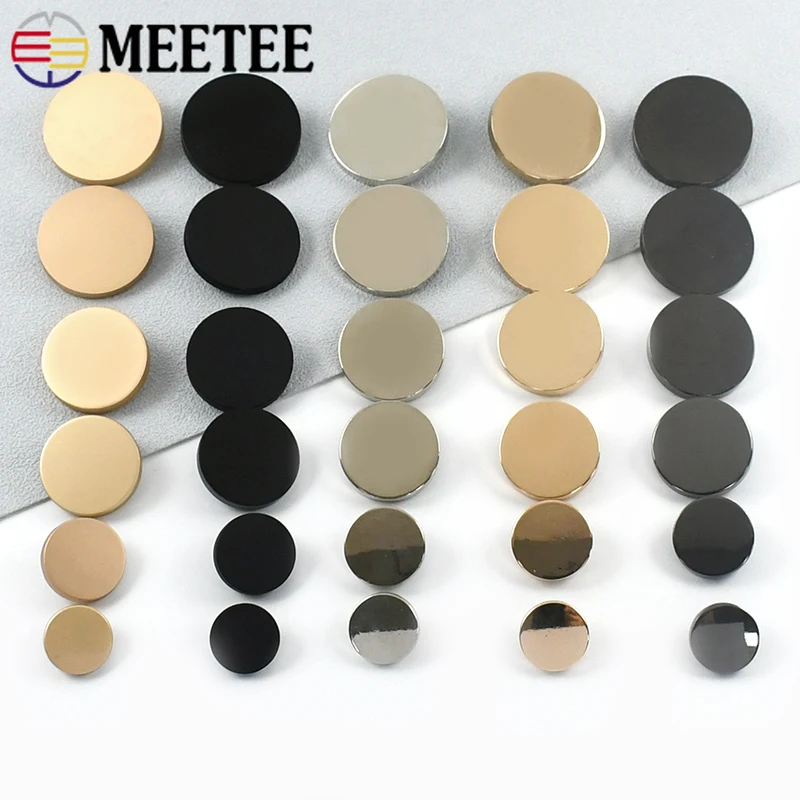 

50Pc Meetee Flat Metal Button 10-28mm Decorative Buttons for Clothing Craft Supplies Shirt Shank Buckle DIY Hardware Accessories