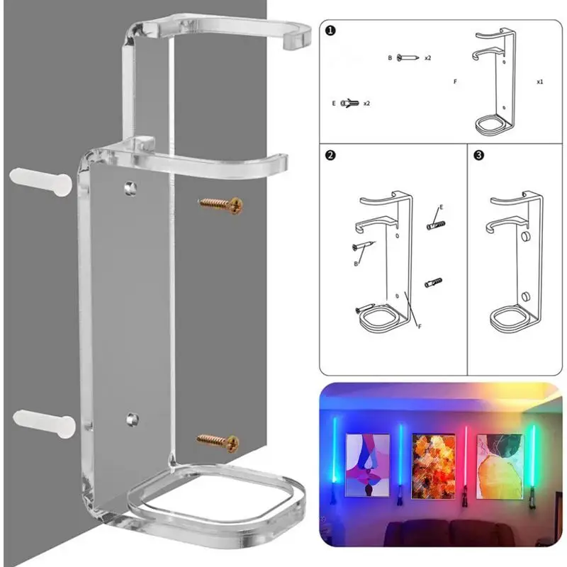 1pc Acrylic Clear Light Saber Stand Simple Sword Organizer For Exhibition Hall Restaurant Wall Mount Storage Rack With Screws