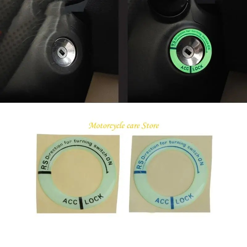 U75F Car Motorcycle Glow for Key Ring Hole Sticker Lumunous Ignition Switch Cover Dec