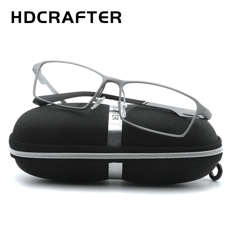 HDCRAFTER 17g Pure Titanium Optical Glasses Frame Men Prescription Myopia Eyeglasses Spring Hinge Metal Full-Rim Eyewear Frames