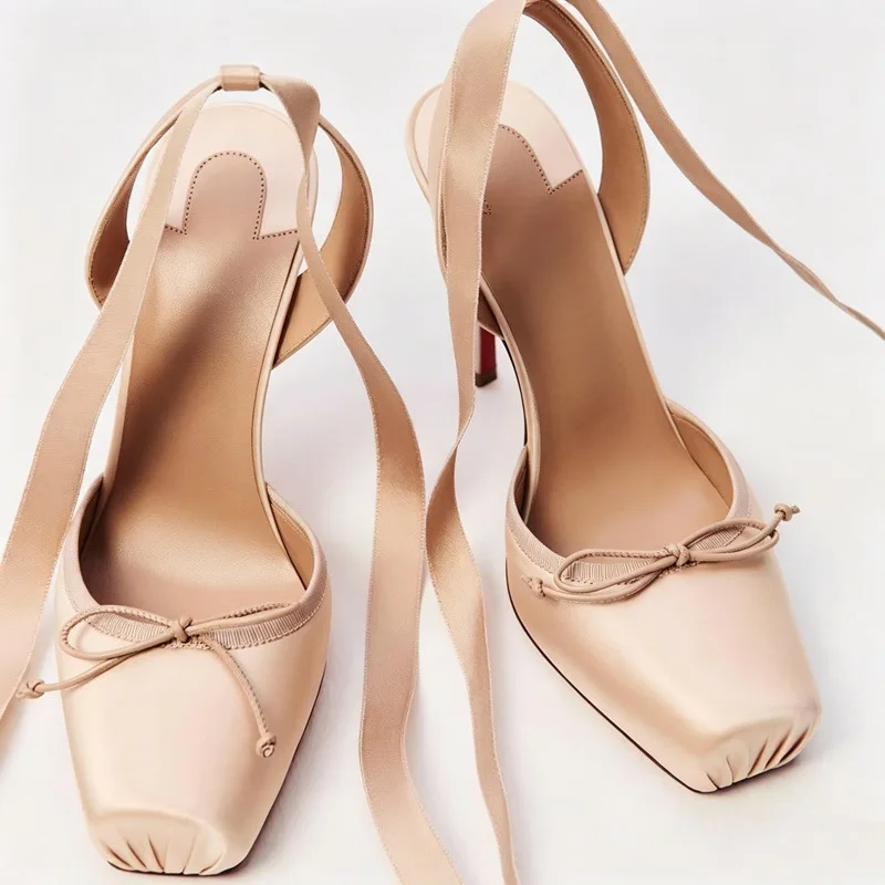 

Light Luxury High Heel Sandals Ballet Sandals Women's Red Stiletto Bow Black High Heels Summer