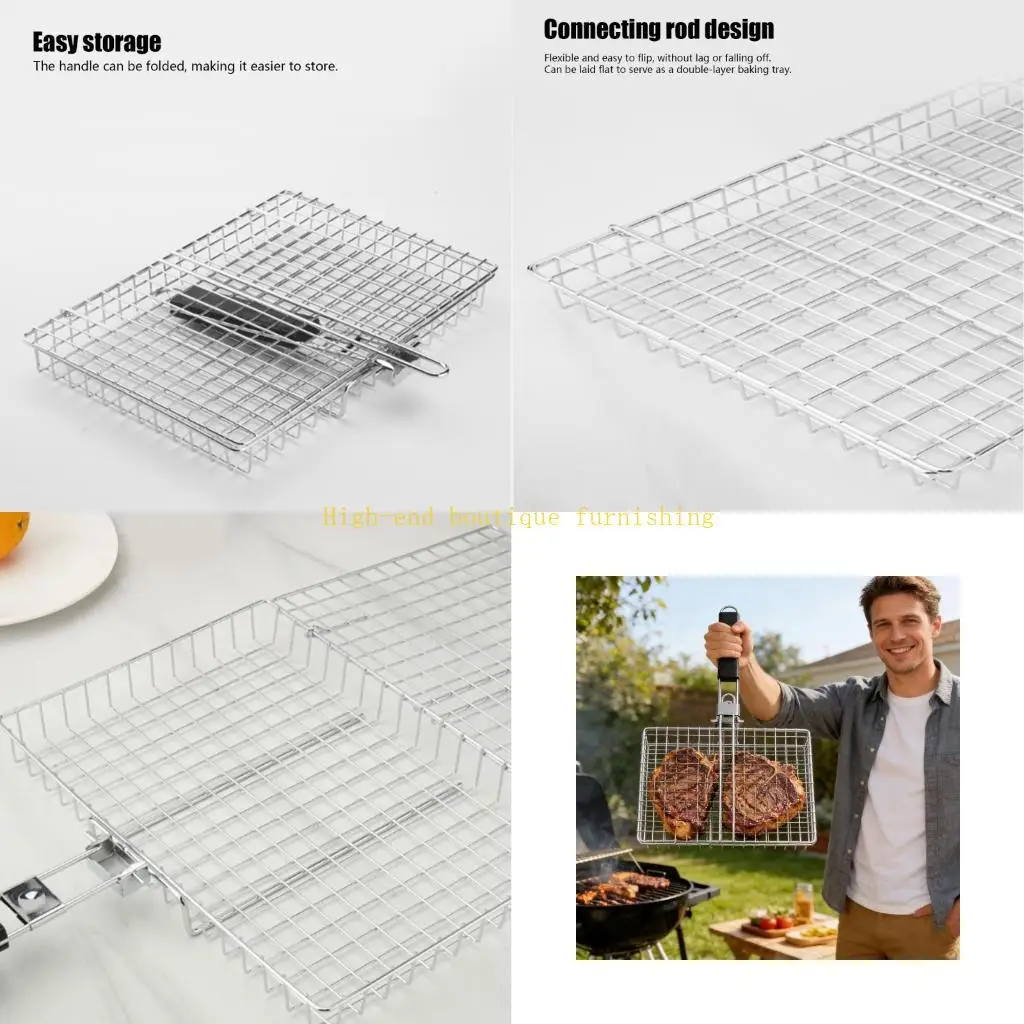 L9NB Strong BBQ Fish Basket With Removable Handle consistent Most ovens