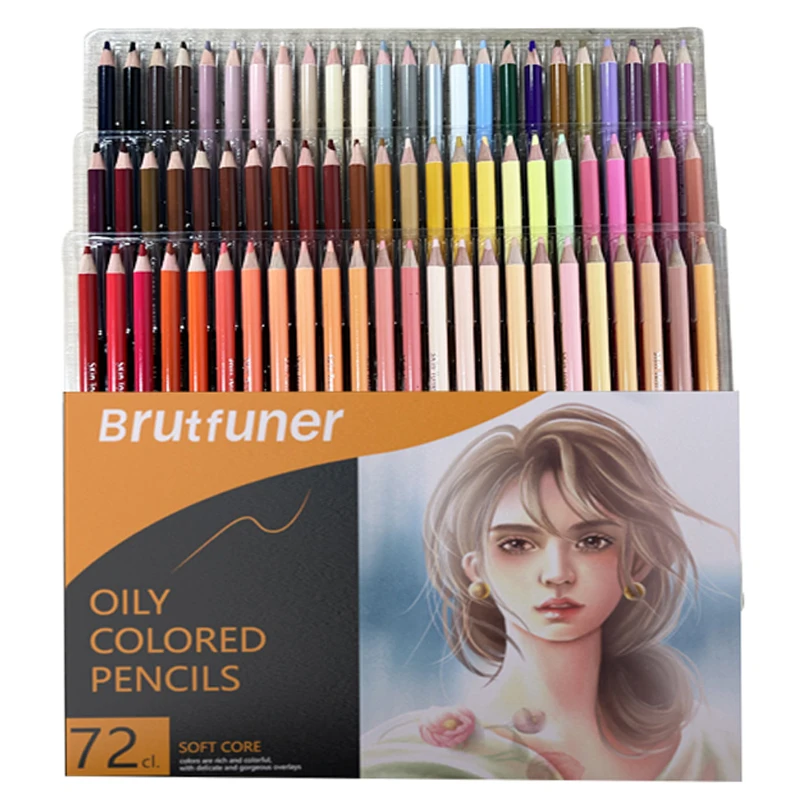 Brutfuner 26/50/72 Colors Wood Skin Tone Colored Pencils set Soft Core Oil Based Sketch Drawing Pencil Set Beginner Art Supplies