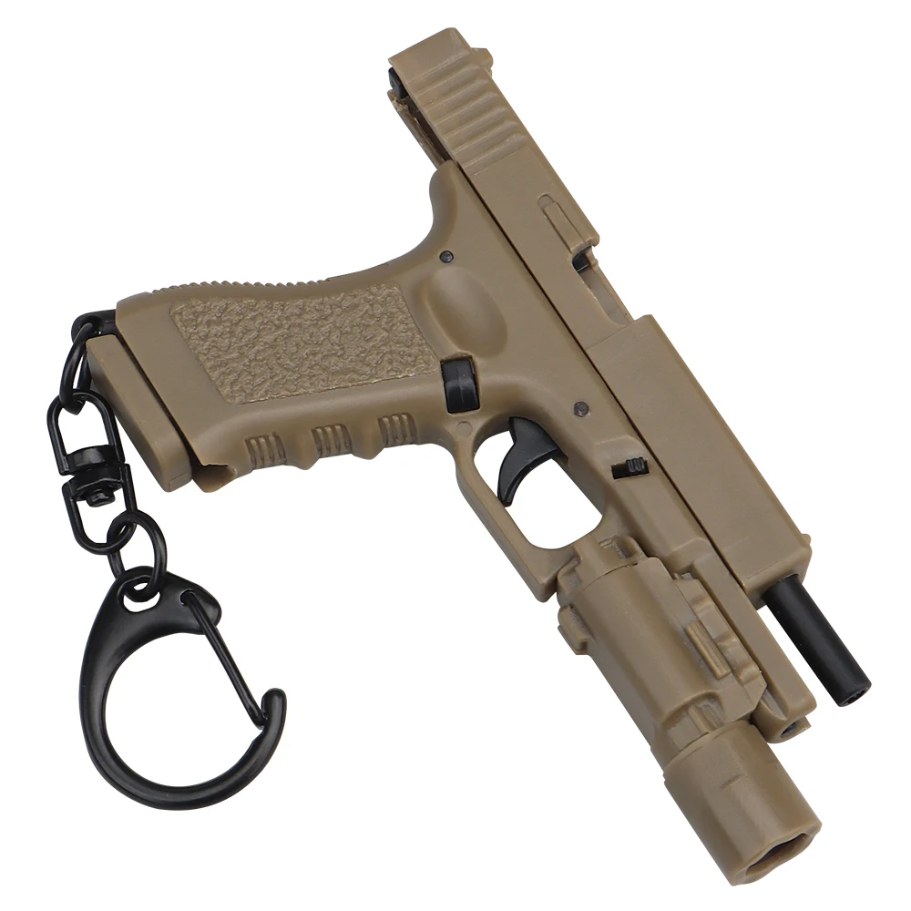 Glock G17-Sand Mini Gun portachiavi 1:4 in miniatura a forma di pistola portachiavi con ciondolo ornamento regalo per la collezione di modelli di Fan dell'esercito