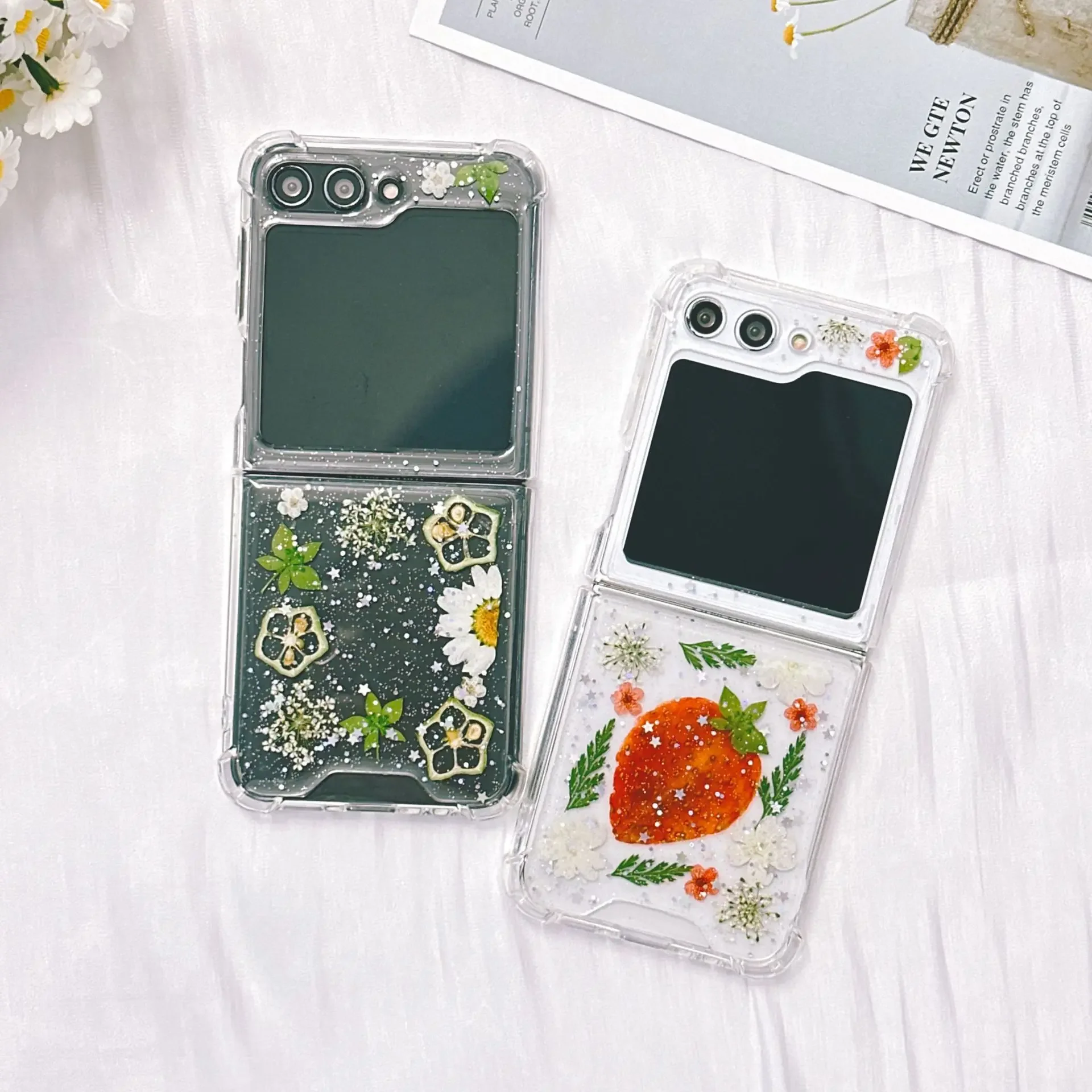 

Transparent Fruit Painting Case for Samsung Galaxy Z Flip 6 5 4 3 Four Corner Shockproof Protection Hard Back Cover Accessories