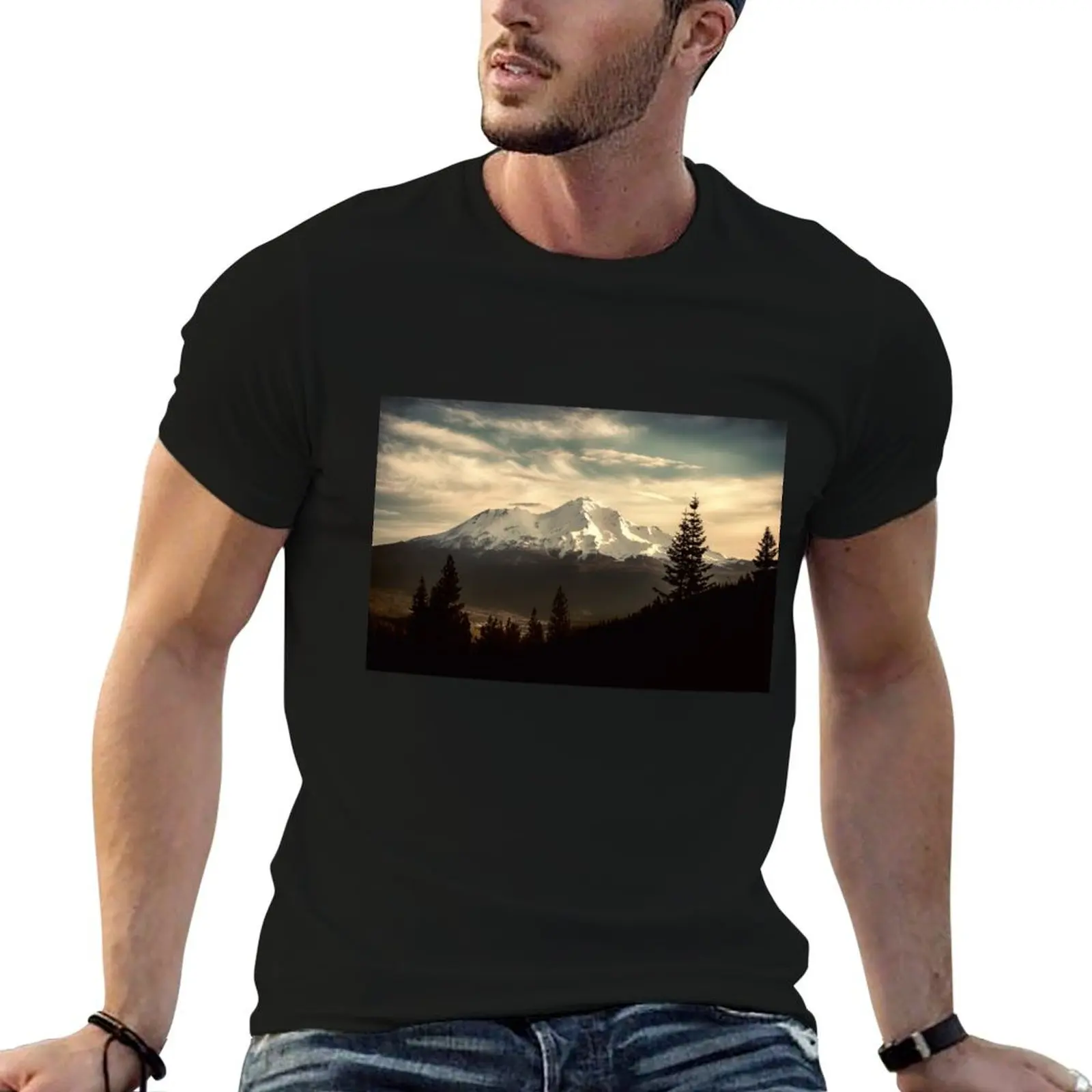 

t t man T-Shirt funny Mount summer shirts humor Shasta Waking dark Up shirt