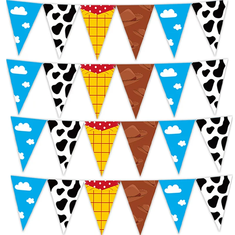 Blue Sky White Clouds cows Banner Party Decorations  Story Inspired String Flags Hanging Decorations for Birthday Baby Shower