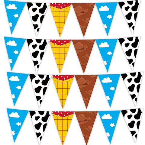 Blue Sky White Clouds cows Banner Party Decorations  Story Inspired String Flags Hanging Decorations for Birthday Baby Shower