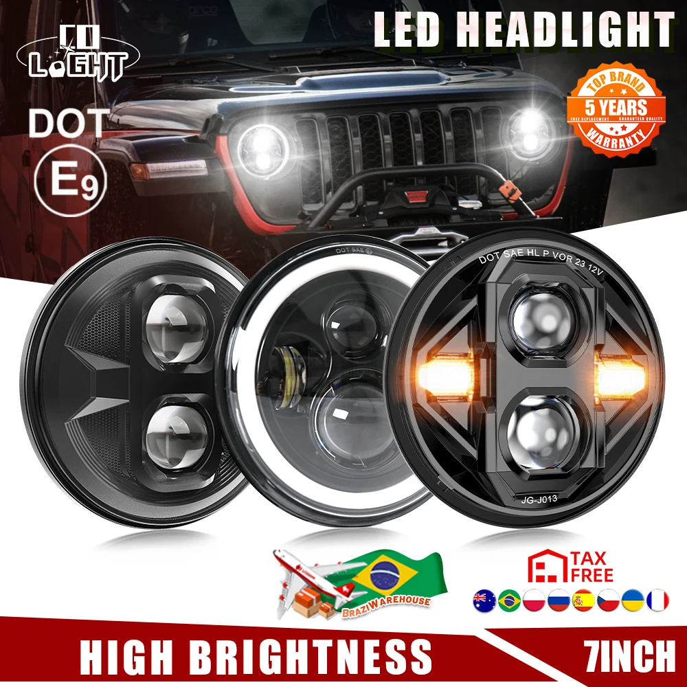 

CO LIGHT 7 Inch LED Headlights Replacement DRL & Amber Turn Signal D0T E9 for Offroad 4x4 Lada Niva Hi/Lo Beam 7" Headlamps 12V