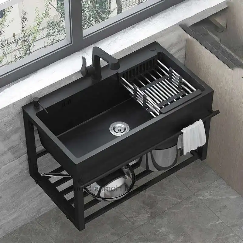 

Одиночные кухонные мойки из нержавеющей стали с кронштейном, домашняя кухонная мойка для бассейна, встроенный балкон, настенные кухонные мойки