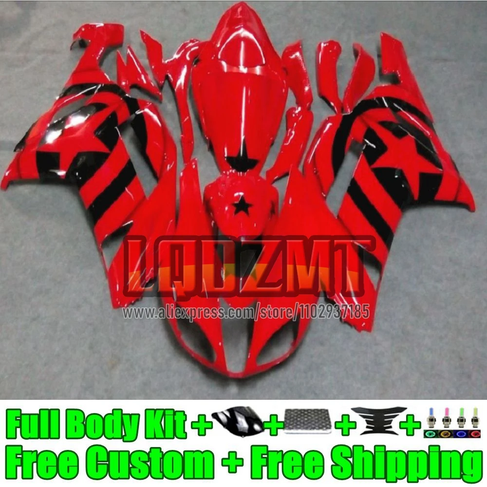 Injection Body For KAWASAKI NINJA ZX-6R ZX636 39No.9 ZX 636 6R 6 R black stars ZX-636 ZX6R 2007 2008 600CC ZX600 07 08 Fairing