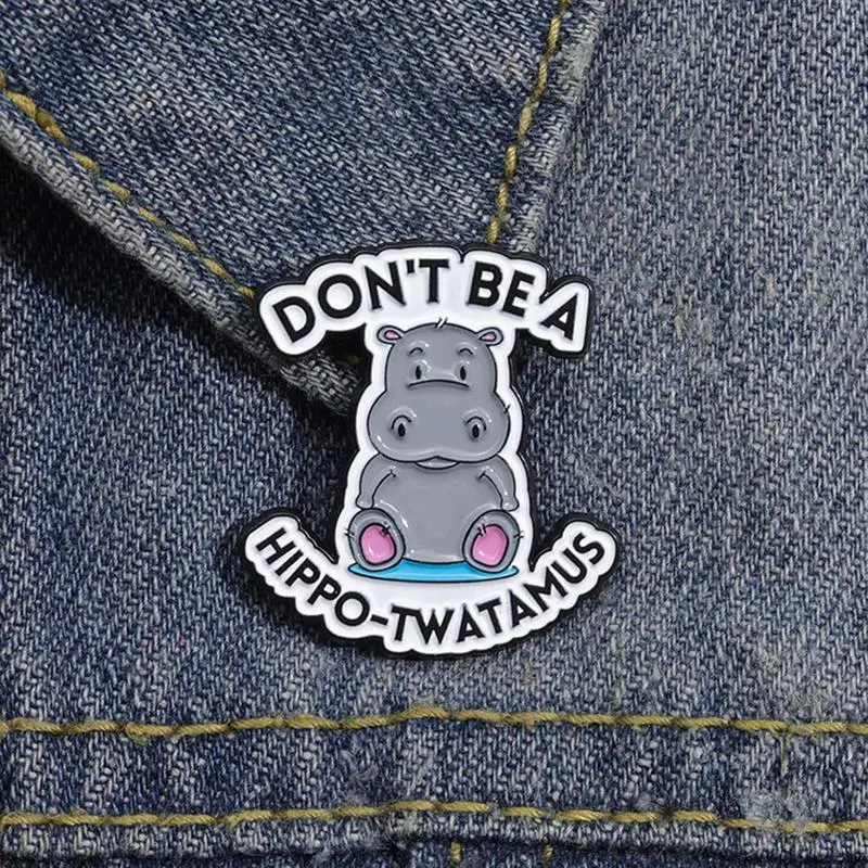 Hippo Pins for Clothes Cartoon Animal Metal Badges Backpack Decorations Apparel Badges Cute Hippo Brooch Jewelry for Clothes