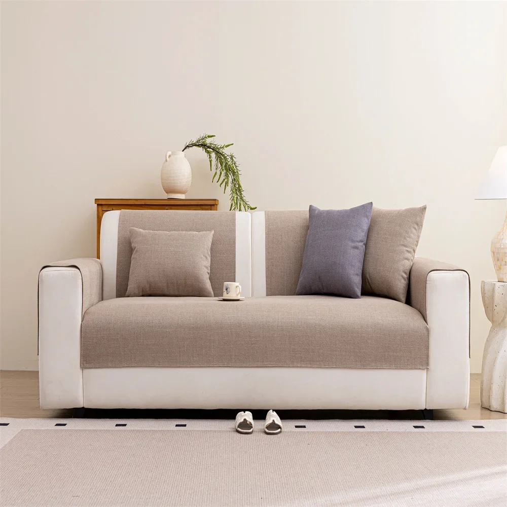 Retro Chenille Sofa Cushion Cover Universal Non-Slip Fixed Straight Row All-Seasons Slipcover for Home Comfort