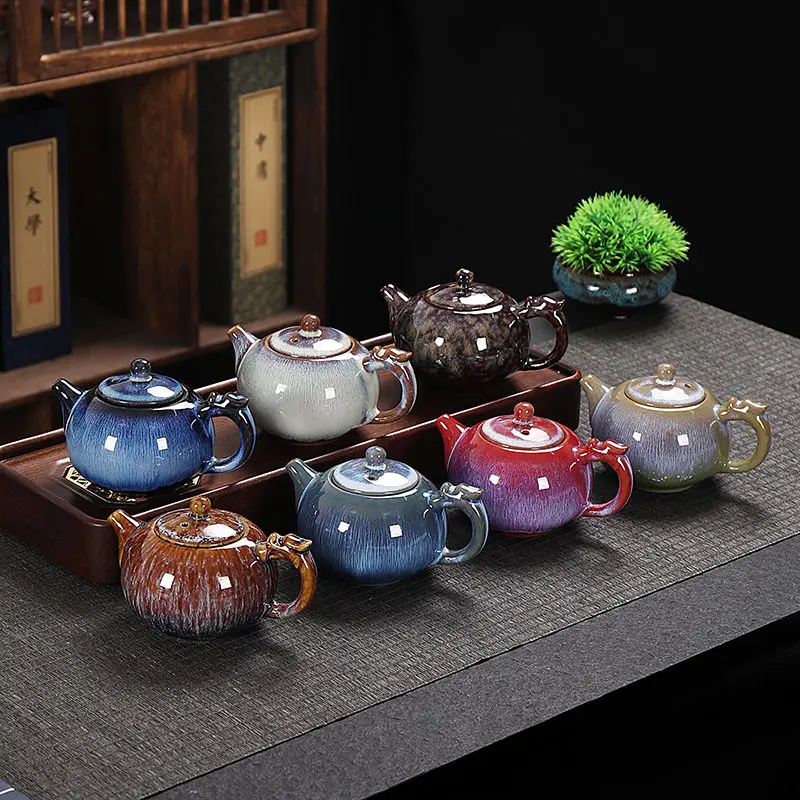 Modern Porcelain Enamel 250ml Teapot Vintage Irregular Ceramic Teapot Home Flower Tea Set Modern Kung Fu Tea Set Home Decoration